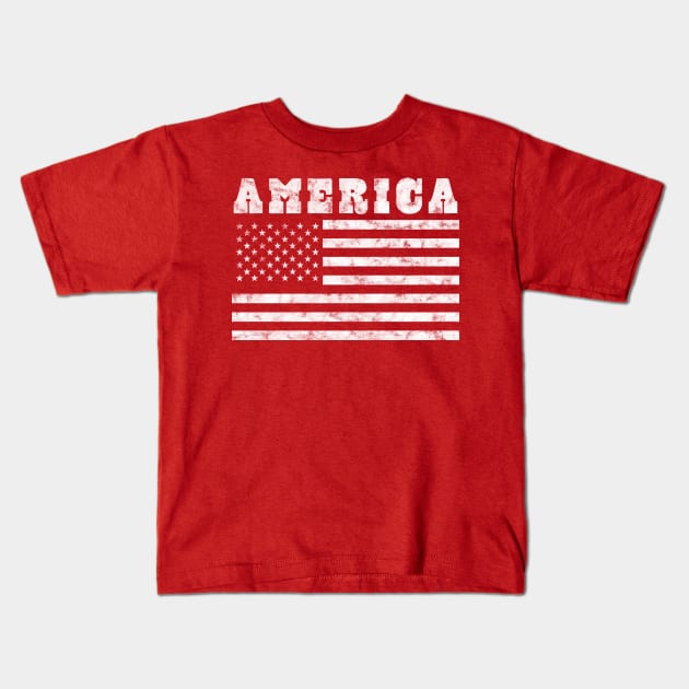 American Flag Retro Vintage Distressed Kids T-Shirt by OrangeMonkeyArt